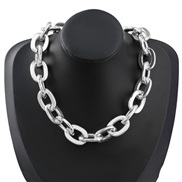 ( Silver)fashionins trend Round Alloy chain necklace woman occidental style retronecklace