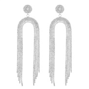 ( Silver)earrings super claw chain Alloy diamond long style tassel earrings woman occidental style exaggerating Earring