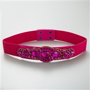 ( rose Red)ins occidental style Dress belt color glass diamond elasticity belt diamond brilliant lady belt