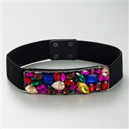 ( Color) fashion width belt elasticity belt embed colorful diamond brilliant lady belt trend flash diamond chain