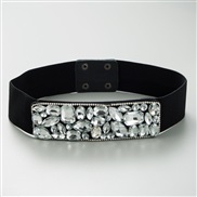 ( white) fashion width belt elasticity belt embed colorful diamond brilliant lady belt trend flash diamond chain