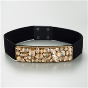( champagne) fashion width belt elasticity belt embed colorful diamond brilliant lady belt trend flash diamond chain