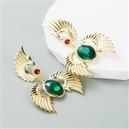 ( green)ins wind occidental style creative geometry wings earrings Alloy embed color Rhinestone trend retro temperament