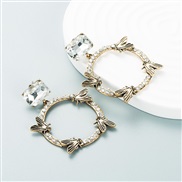 ( white)occidental style trend geometry earrings Alloy embed color Rhinestone  personality samll woman