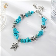( bluebutterfly  Bracelet)occidental style Colorful gravel bracelet natural crystal butterfly gravel elasticity bracelet
