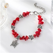 ( redbutterfly )occidental style Colorful gravel bracelet natural crystal butterfly gravel elasticity bracelet
