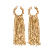( champagne) Bohemia wind handmade beads earrings  long style ethnic style tassel earring