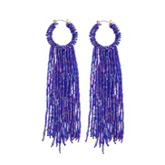 (purple) Bohemia wind handmade beads earrings  long style ethnic style tassel earring