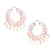 (Pastel )Bohemia wind handmade weave beads earrings  retro drop Pearl earring