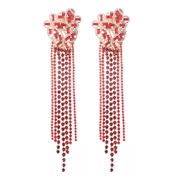 ( red) long style super claw chain earrings  Street Snap all-Purpose multicolor Rhinestone tassel earring