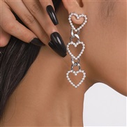 ( White K)E occidental style exaggerating long style love Pearl earrings  chain personality elegant temperament samll E
