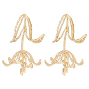 ( Gold)E occidental style exaggerating hollow tulip geometry earrings  personality three-dimensional retro temperament 