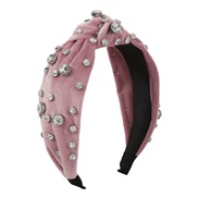 ( Pink)F occidental style diamond velvet Headband  Autumn and Winter personality fashion Headband woman