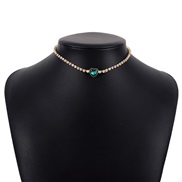 (gold +green )occidental style  Rhinestone love temperament layer chain fashion necklace