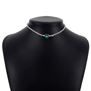 ( White K+green )occidental style  Rhinestone love temperament layer chain fashion necklace