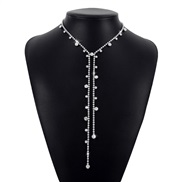 ( White K)occidental style personality long style Rhinestone tassel necklace  brief temperament retro
