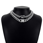 ( White K) exaggerating chain personality chain  love retro punk wind Double layer necklace
