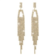 ( Gold)E occidental style Rhinestone tassel earrings  temperament hollow long style earring Earring