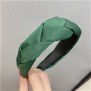 (Dark green)Cloth twisted Headband retro pure color Headband Korean style trend color weave head buckle