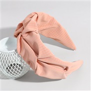 ( Pink)occidental stylePU cortex Headband Stripe pure color width brief Headband Cloth
