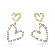 (6 6)silver high Earring  sweet personality hollow love fully-jewelled super earrings