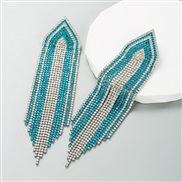 ( blue)ins wind long style fully-jewelled tassel personality earring creative