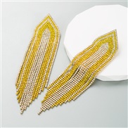 ( yellow)ins wind long style fully-jewelled tassel personality earring creative