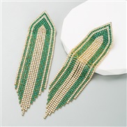 ( green)ins wind long style fully-jewelled tassel personality earring creative