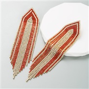 ( red)ins wind long style fully-jewelled tassel personality earring creative