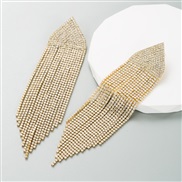 (gold )ins wind long style fully-jewelled tassel personality earring creative