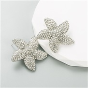 ( white)Japan and Koreains trend creative starfish ear stud Alloy embed color Rhinestone personality all-Purpose earrin
