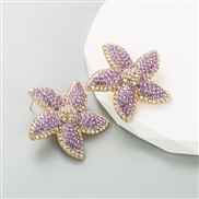 Japan and Koreains trend creative starfish ear stud Alloy embed color Rhinestone personality all-Purpose earrings wo