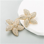 ( champagne)Japan and Koreains trend creative starfish ear stud Alloy embed color Rhinestone personality all-Purpose ea