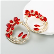 ( red) trend geometry earringsiins wind Alloy embed color Rhinestone personality exaggerating earrings temperament