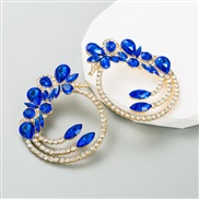 ( blue) trend geometry earringsiins wind Alloy embed color Rhinestone personality exaggerating earrings temperament
