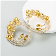 ( yellow) trend geometry earringsiins wind Alloy embed color Rhinestone personality exaggerating earrings temperament