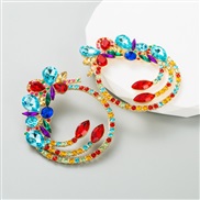 ( Color) trend geometry earringsiins wind Alloy embed color Rhinestone personality exaggerating earrings temperament