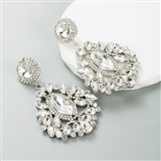 ( white)occidental style ins wind Alloy embed color Rhinestone personality long style earring earrings