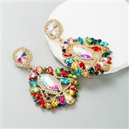 ( Color)occidental style ins wind Alloy embed color Rhinestone personality long style earring earrings