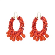 ( red)occidental style creative ethnic style ear stud woman color geometry drop Earring Bohemia beads earrings