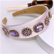 (Ligh purple)occidental style embed Rhinestone Metal Headband style retro head width