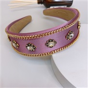 (purple) occidental style retro chain Headband wind embed Rhinestone Metal width