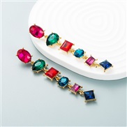 (red color )occidental style earrings Alloy diamond geometry long style earrings high retro Earring