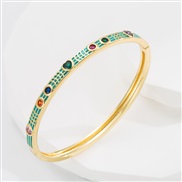 ( green)occidental style fashion bronze gilded embed zircon bangle fully-jewelled bracelet