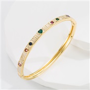 ( white)occidental style fashion bronze gilded embed zircon bangle fully-jewelled bracelet