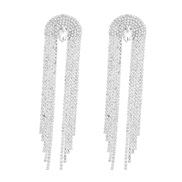 ( Silver)earrings super claw chain Alloy diamond Rhinestone long style tassel earrings woman occidental style banquet a