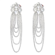 ( Silver)earrings super claw chain Alloy diamond flowers chain tassel earrings woman occidental style exaggerating Earr