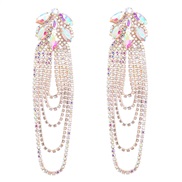 (AB color)earrings super claw chain Alloy diamond flowers chain tassel earrings woman occidental style exaggerating arr