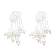 ( white)fashion beads weave resin flowers tassel earring occidental style earrings woman Bohemia