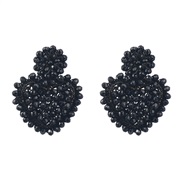 ( black) heart-shaped Acrylic weave earrings woman occidental style retro Bohemia Earringearrings